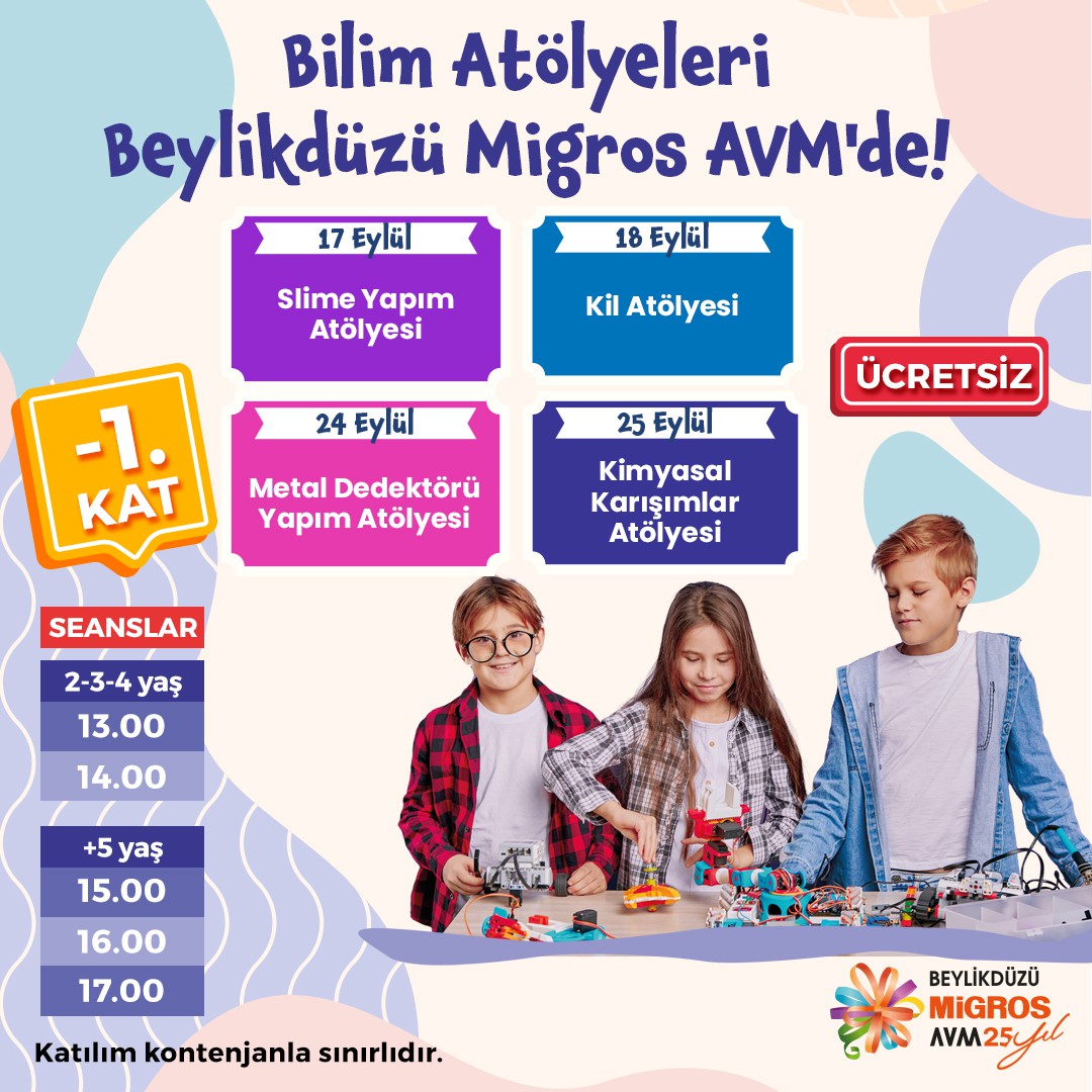 Bilim Atölyeleri Beylikdüzü Migros AVM'de.