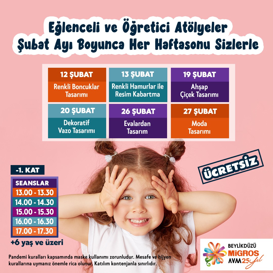 ÇOCUK KULÜBÜ ATÖLYELERİ İLE EĞLENCE BEYLİKDÜZÜ MİGROS AVM’DE! 