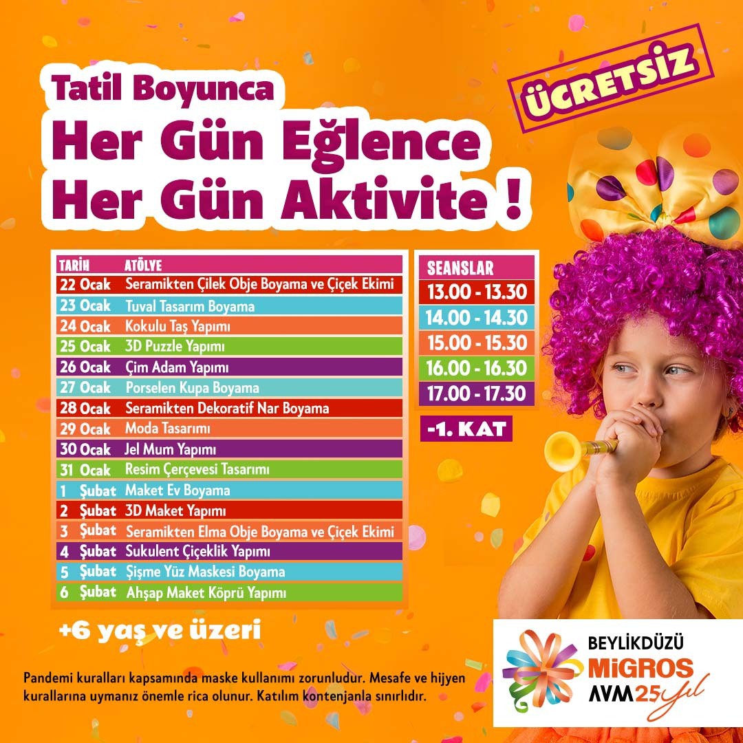 TATİL BOYUNCA HER GÜN EĞLENCE, HER GÜN AKTİVİTE!